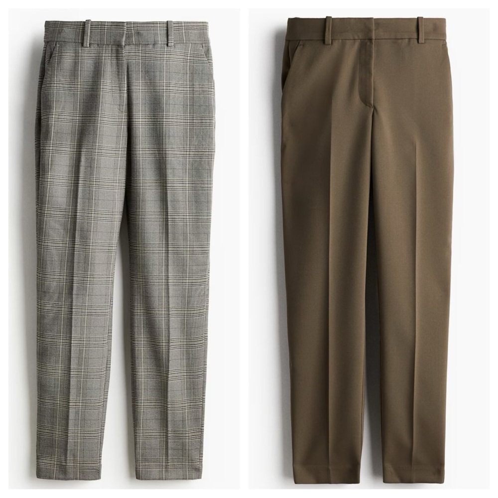 H&M Women's Plaid and Brown Dress Cropped Ankle Pants Trousers 10 set of 2